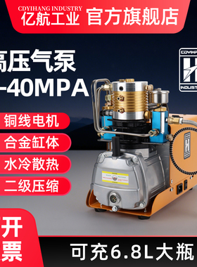 高压打气机30MPa高压气泵40MPa小型单缸水冷电动充气泵冲4500PSi