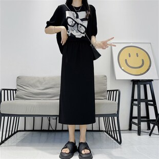 夏季半身裙开叉大码女胖mm梨型身材高腰显瘦小个子中长款包臀裙