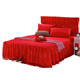 单件床罩三件套结婚庆大红色公主蕾丝床裙款 床套床单1.5m1.8m2米