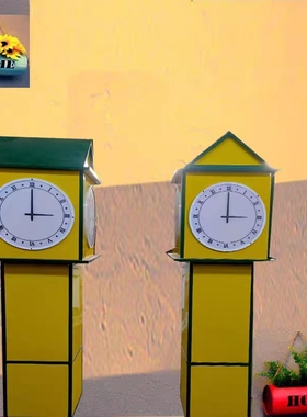 复古创意铁艺座钟摆件庭院时钟装饰工业风纯手工怀旧落地饭厅机械