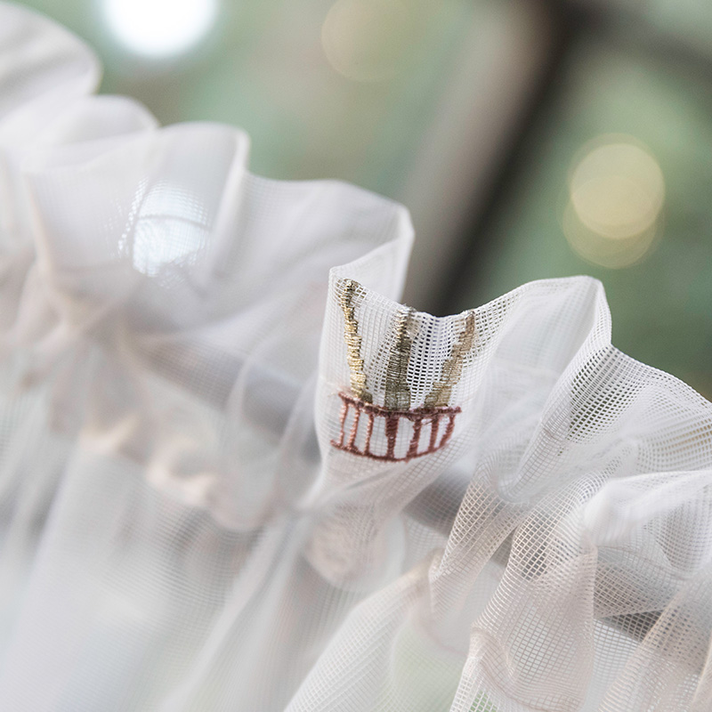 美式咖啡帘短帘门帘北欧半帘欧式纱帘厨房小窗帘卧室白纱天鹅装饰