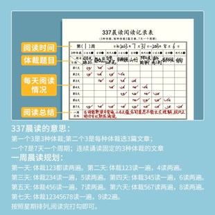 维克多利337朗读法晨读法打卡表记录表阅读法记录单背诵记录本卡