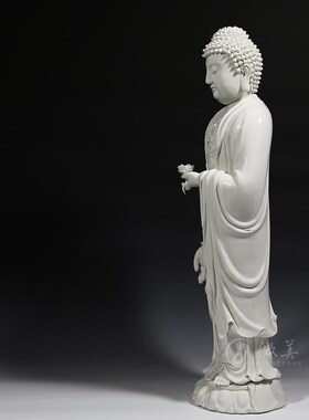 微美 德化白瓷立莲阿弥陀佛像接引站像仿古白瓷家用供奉陶瓷摆件