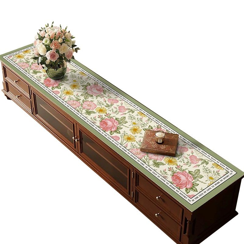 美式防水防污可擦洗PVC皮革餐边柜电视柜盖垫轻奢长条形高级盖布,居家布艺,桌布,淘宝优惠券,粉丝福利购,淘宝优惠卷