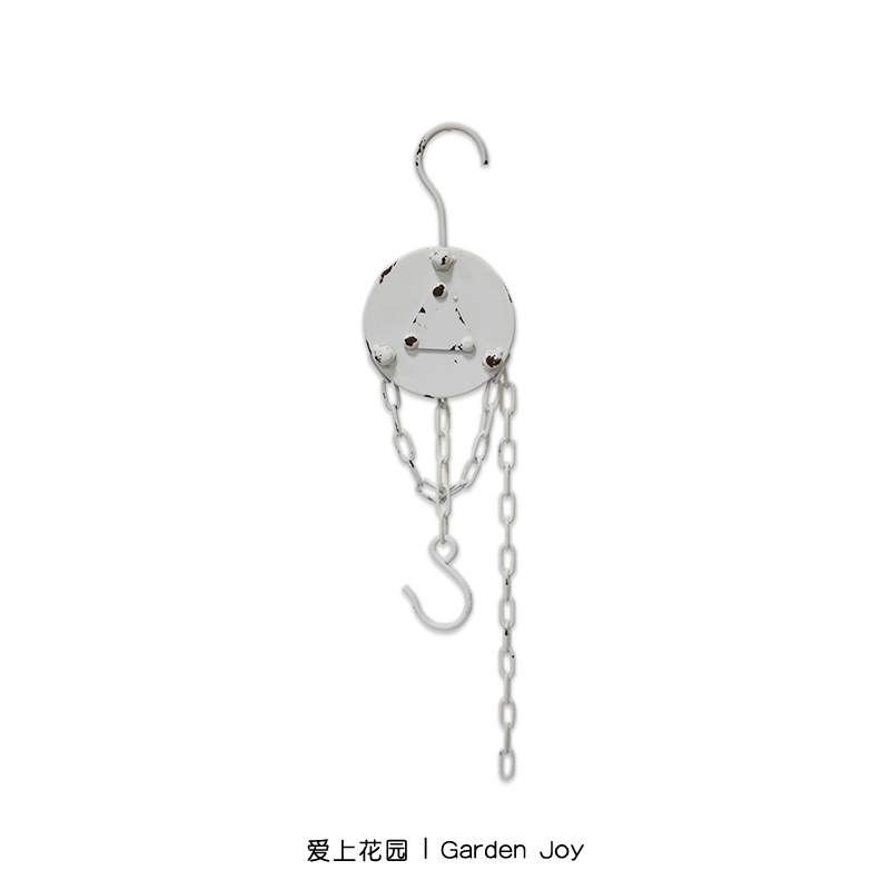 爱上花园丨园艺杂货 花园庭院装饰摆件 铁艺做旧锁链绞盘挂钩吊钩