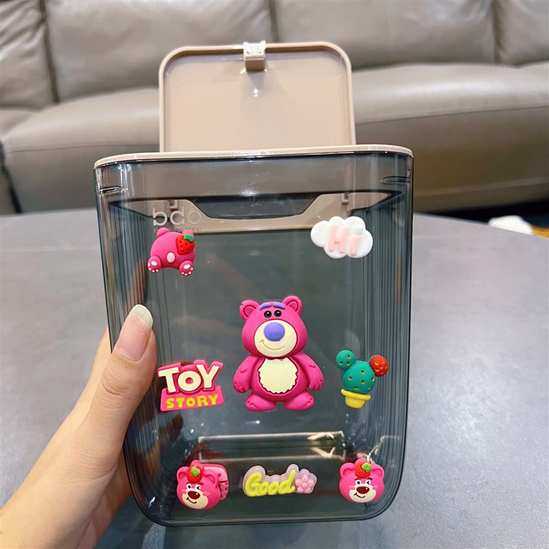 桌面垃圾桶家用客厅轻奢卡通小号收纳桶带盖办公室桌上按压式纸篓