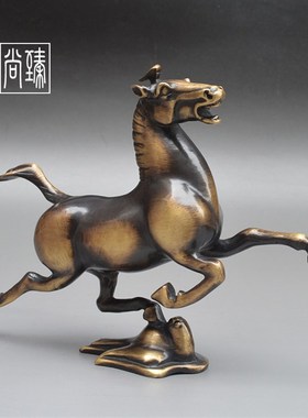 纯铜马踏飞燕摆件生肖成功马装饰品铜奔马客厅摆设工艺品