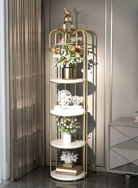 北欧鸟笼花架客厅置物架转角落地多层收纳架化妆品店铺橱窗展示架