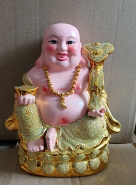陶瓷大肚弥勒佛佛像供奉笑口佛客厅招财镇宅店铺居家摆件