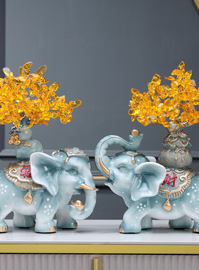 大象摆件一对轻奢招财乔迁新家居酒柜电视柜客厅玄关装饰结婚礼品