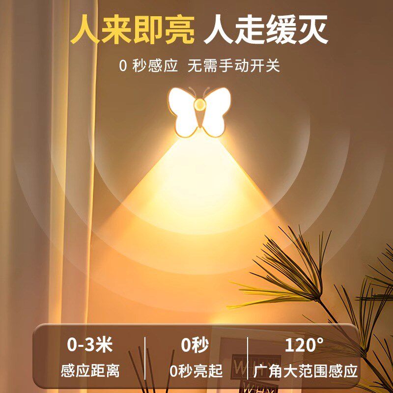 充电氛围感应灯免接线免打孔墙壁房间磁吸床头气氛装饰卧室小夜灯
