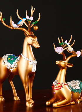 欧式鹿客厅酒柜电视柜装饰品摆件创意家居工艺品新婚结婚送礼精品