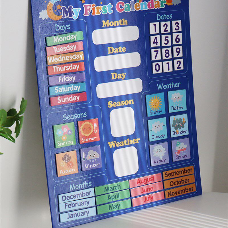 英语早教挂图磁性日历教具时间认知无声擦写幼儿园早教启蒙学习