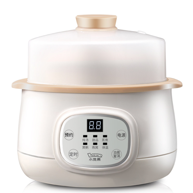 小浣熊电炖盅煲汤熬宝宝煮粥隔水炖小型陶瓷2一人预约家用电炖锅