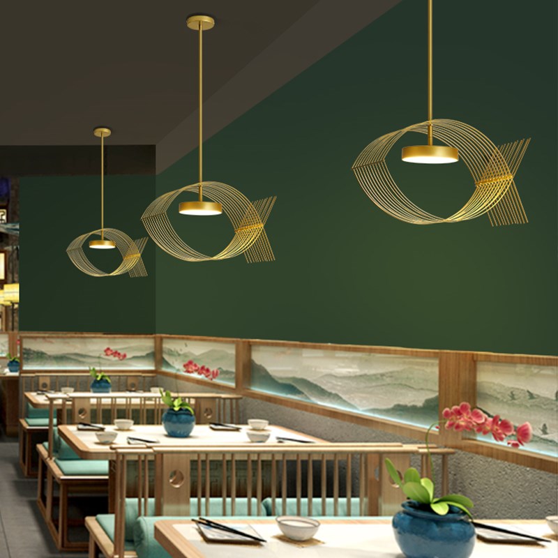 定制餐厅鱼吊灯个性创意店铺商用灯重庆火锅店烤鱼店石锅鱼吊灯