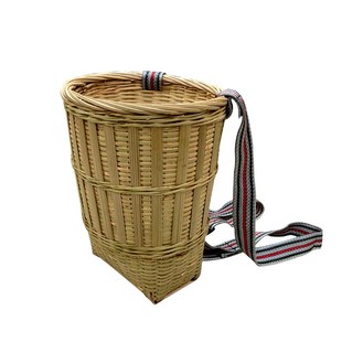 儿童竹编小背篓舞蹈道具圆背篓茶叶采摘竹筐小号特大号加固承重强