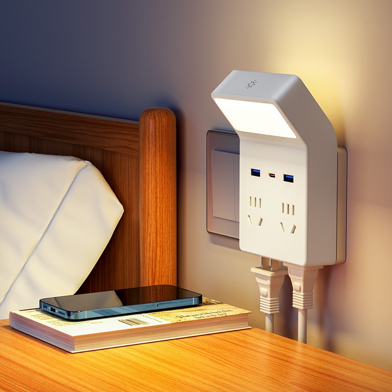 多功能小夜灯床头灯卧室睡眠灯台灯插座一体新款插电式主卧墙壁灯