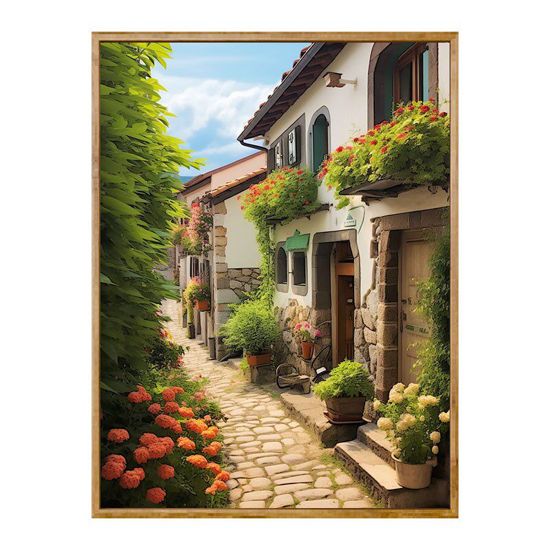 佳彩天颜 DIY数字油画古村小巷风景手绘油彩画治愈放松客厅装饰画