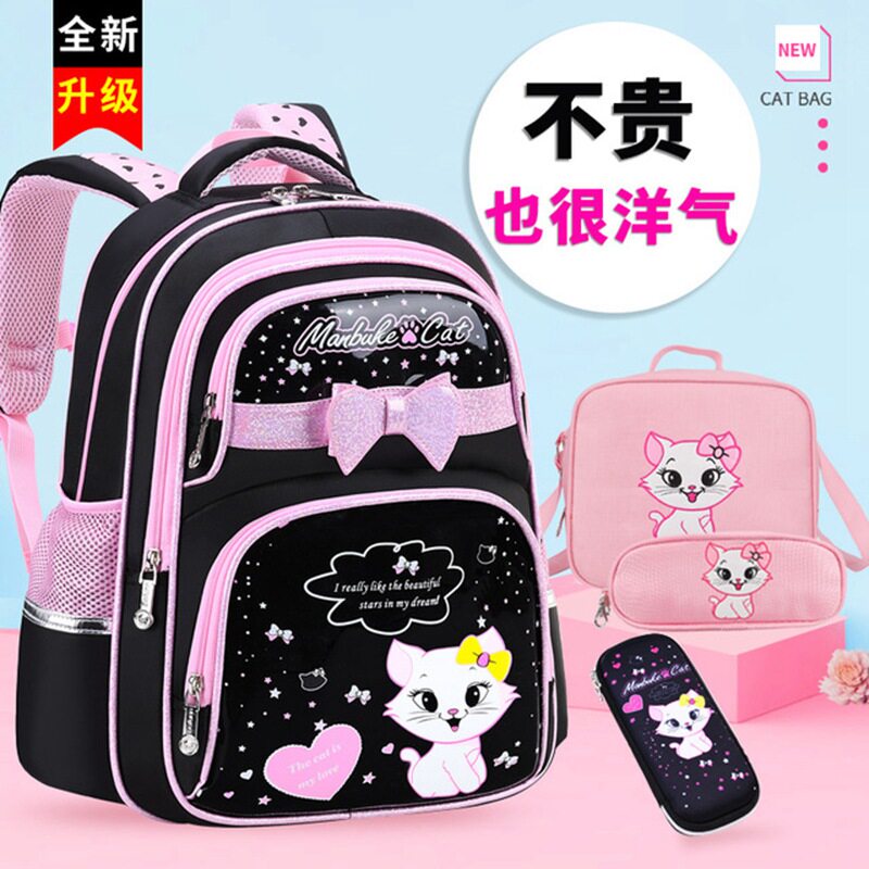 儿童书包女童幼儿园岁一二年级爱猫咪背包护脊减负
