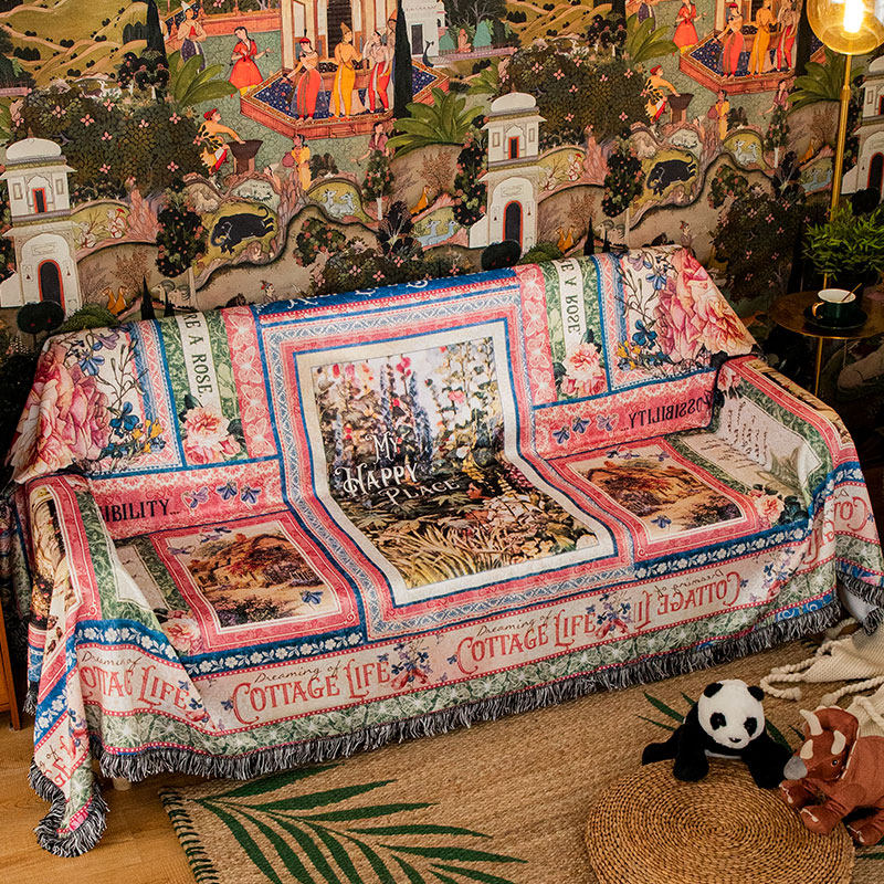 法式浪漫沙发巾靠背垫全盖布四季用防滑单人沙发布罩高级感in