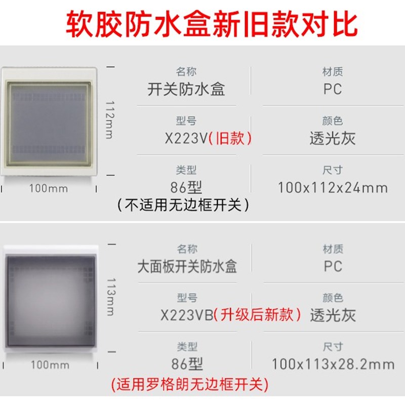 罗格朗软胶开关防溅盒防水盒8型开关通用防水防尘盖板