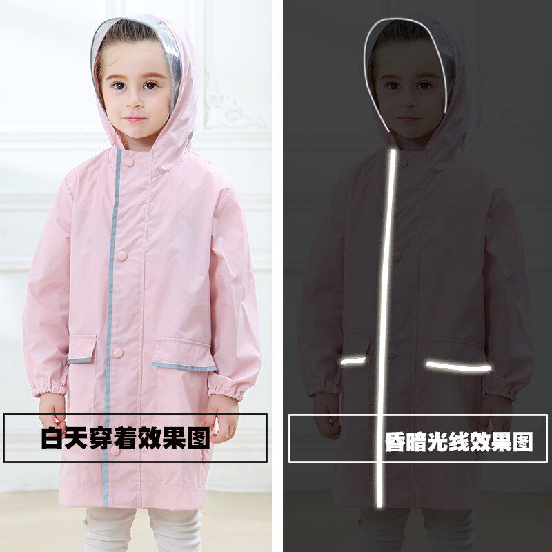 亲子儿童雨衣男女童幼儿园小孩学生宝宝带反光条书包位中大童雨披