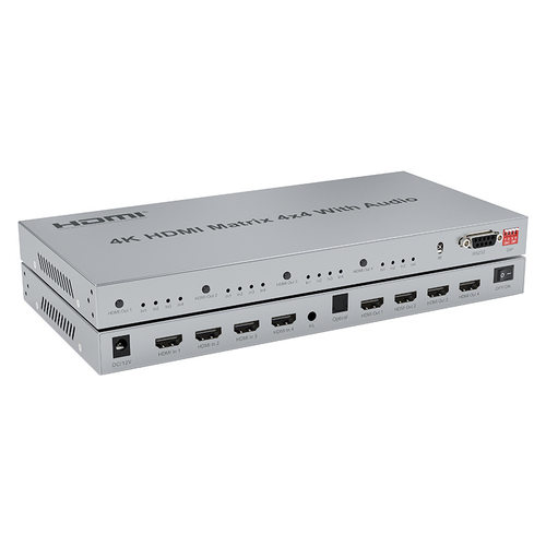 4K矩阵4X4HDMI4进4出高清切换分配器四进四出RS232控制带音频输出