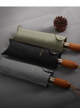 RH10骨木柄双层伞商务伞三折自动10骨接木柄双层层素色伞可定