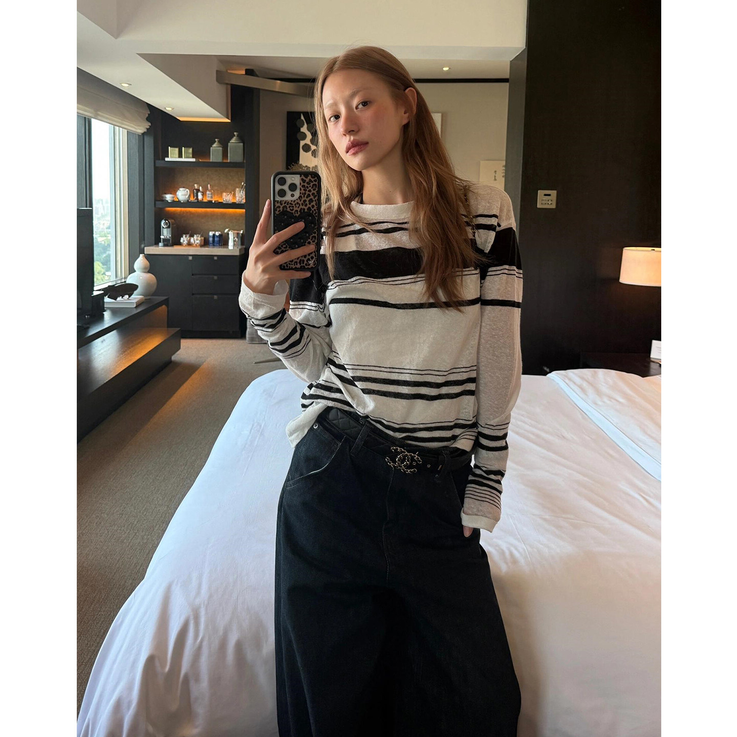 慵懒风松弛感微透薄款长袖罩衫T恤女2026年新款撞色条纹圆领上衣,女装/女士精品,T恤,淘宝优惠券,粉丝福利购,淘宝优惠卷