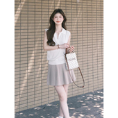 法式 百搭针织上衣 高级感修身 气质甜辣风Polo领无袖 背心女2026新款