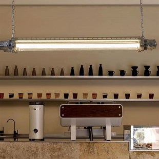 l复古铸铝工业风管荧光吊灯创意个性吧台咖啡馆银色灯具