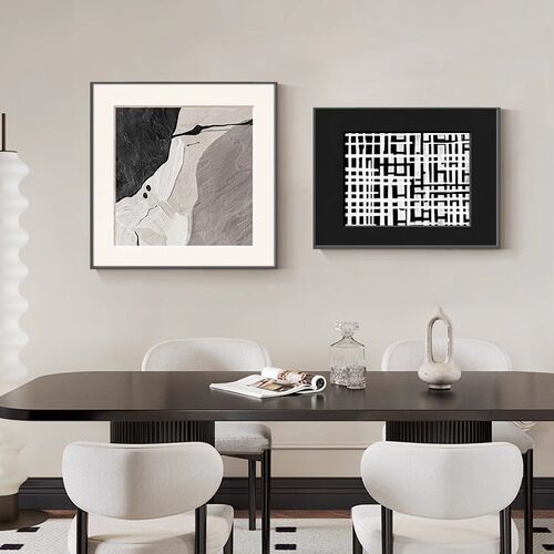 极简黑白装饰画现代卧室床头挂画抽象艺术客厅背景墙壁画