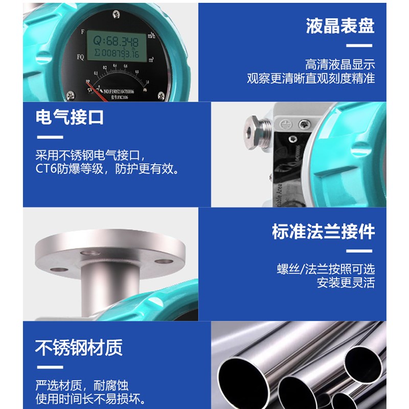 LZ金属管浮子流量计转子-20m远传液体小流量防腐防爆指针数显型