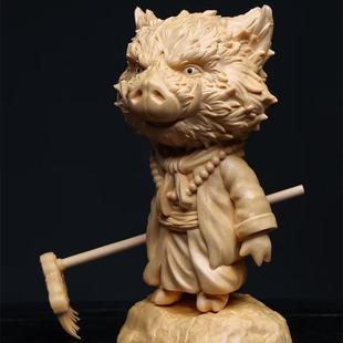 黑神话悟空木雕雕刻净坛使者猪八戒神像人物摆件家居汽车内饰装 饰