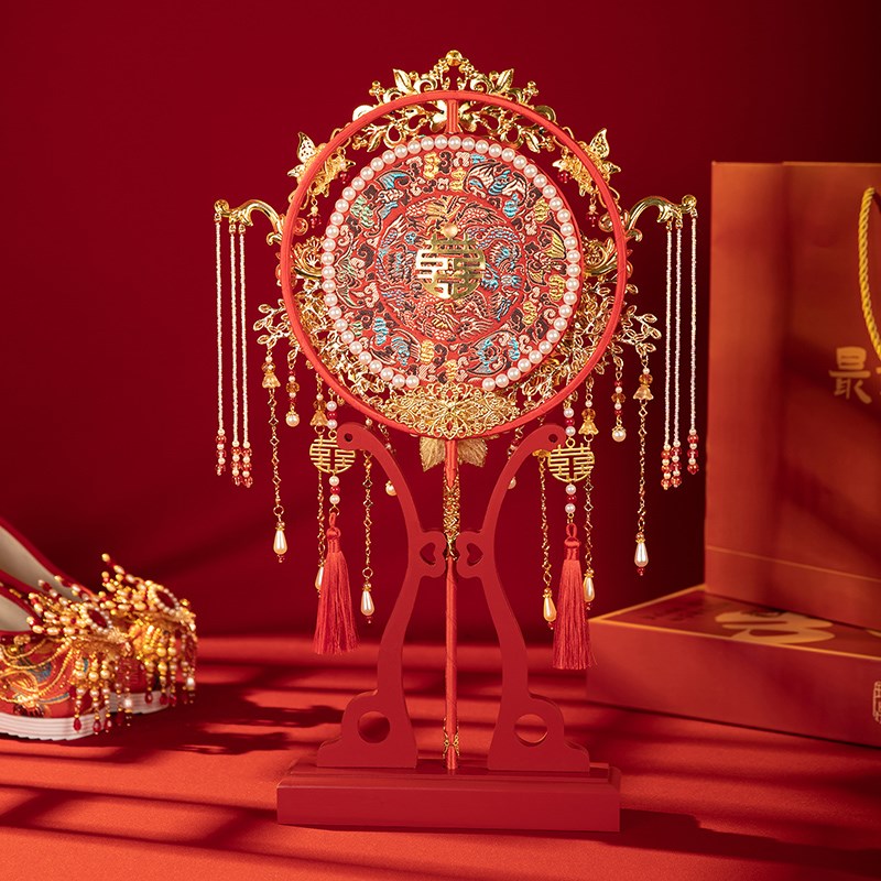 舞绣缘团扇新娘结婚重工中式婚礼出嫁高级秀禾扇子手工diy材料包