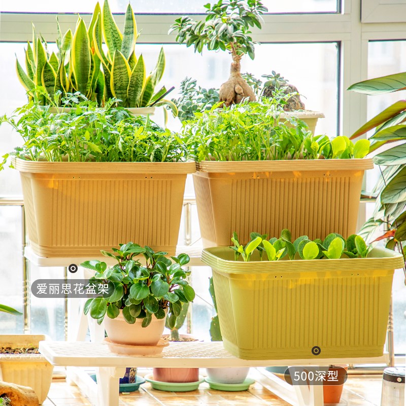 爱丽思阳台种菜花盆树脂塑料加厚深长方形多肉种植箱特大植物盆栽