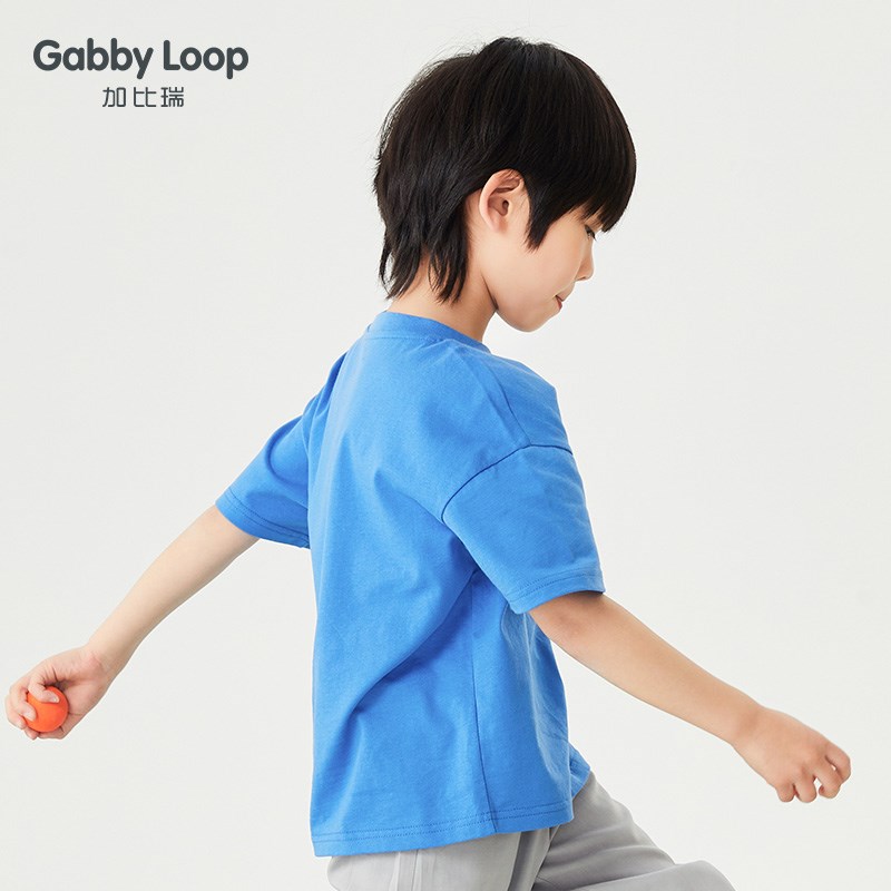 加比瑞童装 夏季新品 男童休闲舒适宽松透气短袖T恤衫中大童上衣