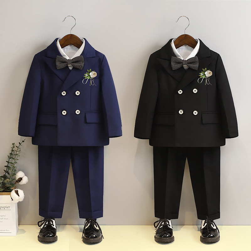男童西装套装春秋加绒生日周岁礼服冬季英伦花童婚礼走秀儿童西服