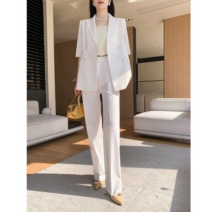 白色西装套装女2024新款夏薄款高级感小个子职业气质休闲西服外套