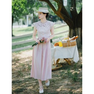 花间裳/苏珊/初恋系粉色仙女连衣裙淑女气质小个子夏天长裙