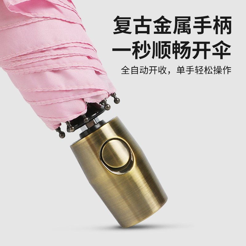赛维纳全自动雨伞折叠三折伞女商务学生户外伞素色复古超轻单人