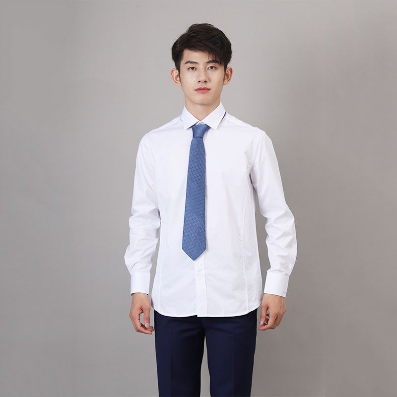 别克4S店销售男长袖修身职业衬衫白色商务短袖工作服带logo男工服