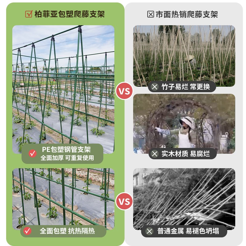 爬藤架花架包塑钢管葡萄架子庭院户外园艺支架杆固定植物支撑黄瓜