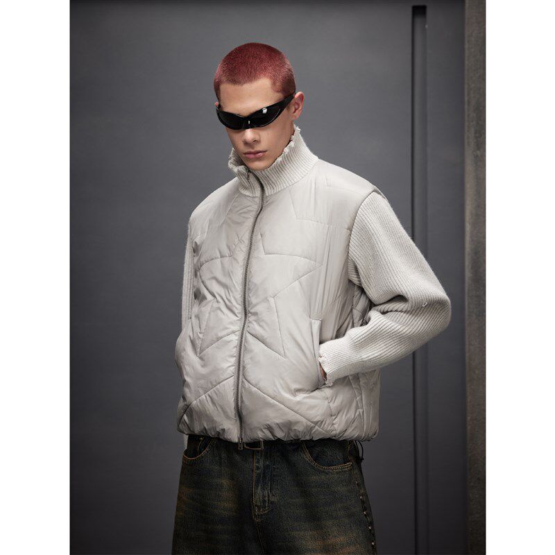 CMF冬装新款高级感棉衣高领针织长袖飞行员夹克棉服男短款外套冬