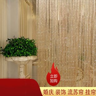 门帘加密米结婚装 成品银丝线帘韩式 饰帘子流苏窗帘客厅隔断帘