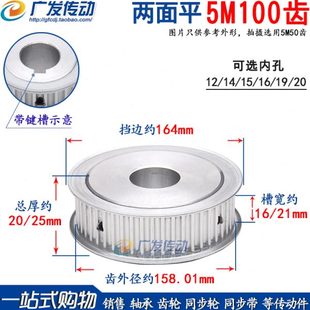 20可选 AF型 5M100齿 同步轮 两面平 同步带轮 槽宽16 孔12