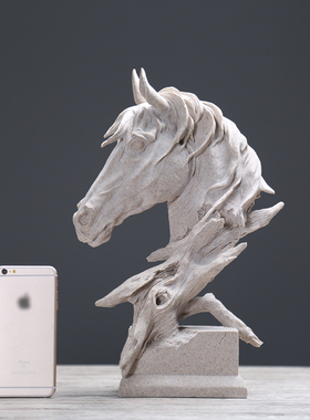 北欧美式创意马头摆件家居饰品工艺品客厅酒吧玄关小摆设艺术品