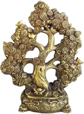 铜摇钱树纯铜发财树摆件八卦金钱树招财树开业树家居办公室装饰品