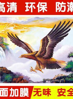 新款无框画雄鹰展翅国画风景画办公室沙发背景墙大展宏图墙画包邮