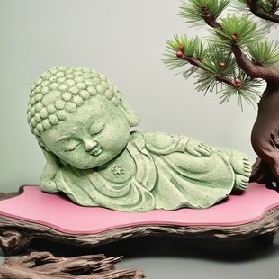 萌佛国潮禅意景观工艺仿石卧佛如来桌面中式国风鱼缸摆件造景茶宠